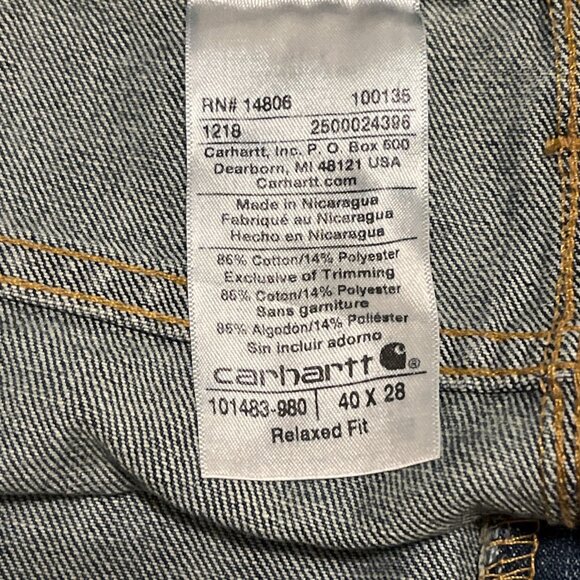 Men's Carhartt Relaxed Fit Denim Jeans SZ 40x28 Blue Modern 101483-980 - Picture 11 of 11